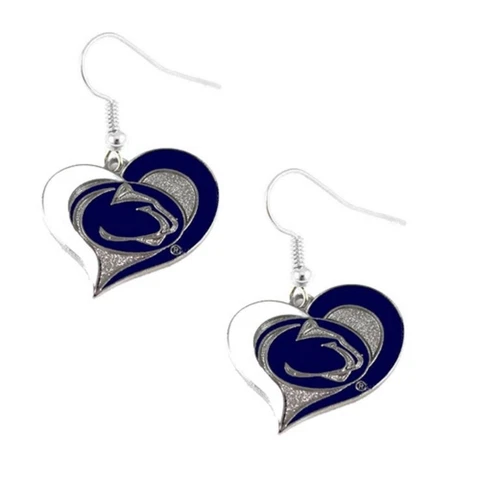 New Penn State Nittany Lions Heart Shape Fish Hook Earrings, Gift for Her Mom Cover