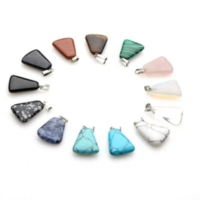 Wholesale 50pcs Mixed Natural Stone Trapezoid Pendant Bead 25x17x5mm - image 1 of 4
