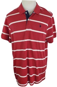 US Polo Assn Men's Short Sleeve Striped Polo Shirt Size XL Red White Cotton - Picture 1 of 7