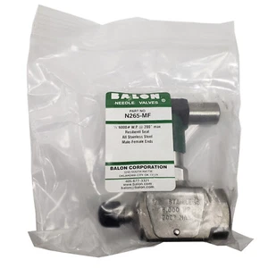 NEW IN BAG BALON N265-MF NEEDLE VALVE 1/4 M X 1/4 F  6,000 PSI, All Stainless - Picture 1 of 4