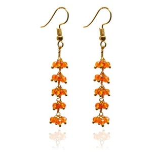 Mandarina Garnet Zircon Beads Dangle Style Earrings for girls & women CE-1122 - Picture 1 of 3
