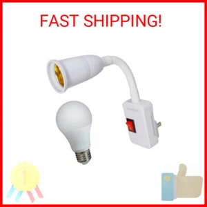 E27/E26 Plug in Light Socket Adapter with On/Off Switch, Flexible Neck Extension - Picture 1 of 1
