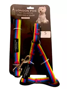 London Fog Pet Collection Designer SMALL Dog Harness & Leash Colorful Stripes 9z - Picture 1 of 1