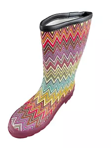 Damen Gummistiefel Regenstiefel Stiefel Halbhoch Bunt Zacken-Muster Gr. 38 - Bild 1 von 7