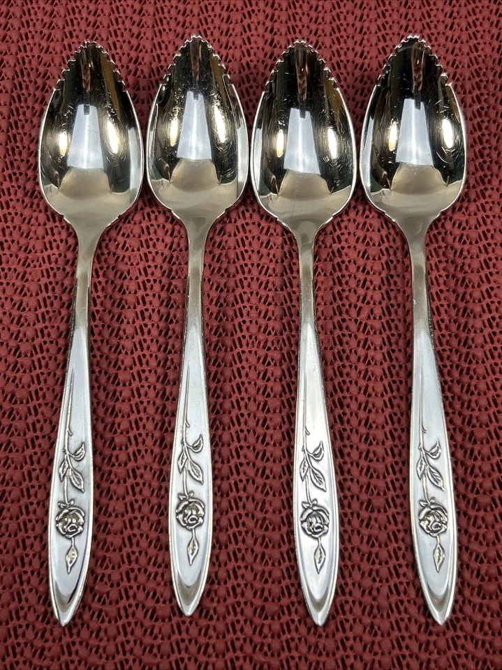 "4 cucharas de fruta de pomelo MI ROSA Oneida Community acero inoxidable 6"" Betty Crocker" Foto 1 de 4