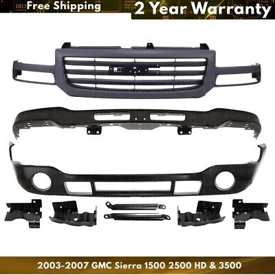 Front Bumper Primed & Grille Kit For 2003-2007 GMC Sierra 1500 2500 HD & 3500 - Image 1 of 4