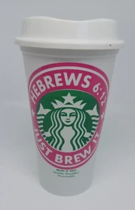 Tapa de taza de plástico blanco reutilizable Starbucks 2014 16 oz EE. UU. con pegatina Hebreos 6:12 - Imagen 1 de 11