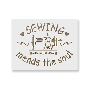 Sewing Mends The Soul Stencil - Durable & Reusable Mylar Stencils - Picture 1 of 5
