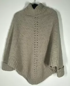 SPORTSCRAFT Womens Wool Blend Oatmeal Brown Jumper Cape Poncho Cosy Size M-L - Picture 1 of 6