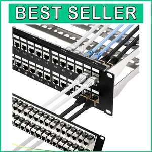 48 Port Cat6A Patch Panel - 10G Inline Keystone, Shielded STP, Toolless Setup - Picture 1 of 8