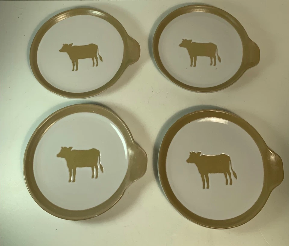 Set of 4 Cracker Barrel Susan Winget Cow Appetizer Plates/Trivets 6.5" - Image 1 of 4