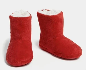 Nuevas pantuflas botín de felpa rojas y blancas para mujer talla 7 - 8,5 - nuevas con etiquetas - Imagen 1 de 1