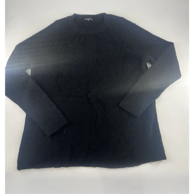 Suéter Eileen Fisher Negro Tejido Mediano Pullover Manga Larga Minimalista Casa de Campo Foto 1 de 4