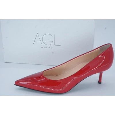 Zapatos de salón AGL Virna de charol rojo punta puesta tacón bajo talla 39,5 nuevos en caja $425 Foto 1 de 4
