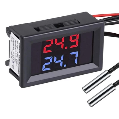 Digital Thermometer 28V Dual Display  NTC Sensor Rot Blau Temperaturmesser - Bild 1 von 2
