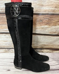 Tory Burch Black Boots Leather Size 7 M Suede - Picture 1 of 16
