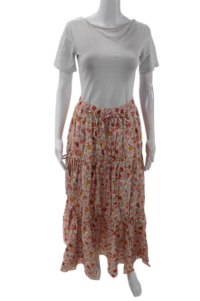 J Crew Womens Cotton Drawstring Elastic Waistband Floral Maxi Dress Multi Size S - Image 1 of 4