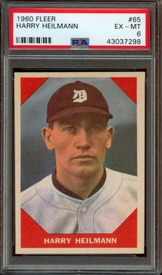 1960 Fleer #65 Harry Heilmann *PSA 6 (EX-MT) *Detroit Tigers *HOF - Image 1 of 2