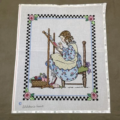 Sandra Gilmore Handpainted Needlepoint Canvas Stitchers Heart 16x20" 18 Mesh - Image 1 of 4