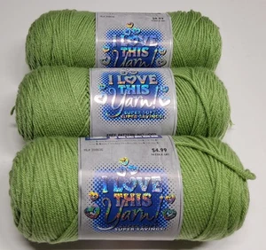 I LOVE THIS YARN (3) SKEINS #140 MILD GREEN 7oz/355yd EACH - Picture 1 of 3