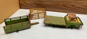 Vtg Nylint Farms Flatbed Truck & Trailer Stakebed 1960-70's Steel HEAVY WEAR - Picture 1 of 20