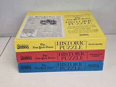 Lot of 3 SEALED 1968 New York Times Historic Puzzle - Space, War , King Edward  - Image 1 of 4