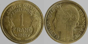 1936 France 1 Franc Coin – République Française – Morlon Design - Picture 1 of 1
