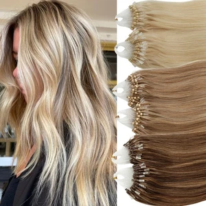 Thick Micro Loop Beads Ring Remy Human Hair Extensions Pre-Bonded 1G/S Highlight - Picture 1 of 34
