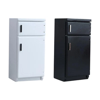 1/12 Maison de Poupée Cuisine Réfrigérateur Congélateur Bois Simulation Maison Réfrigérateur - Photo 1/2