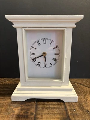 White Clock for Shelf Table Or Desk 9 1/2"x7 3/4" - Farm Décor - Wood - Battery - Image 1 of 3