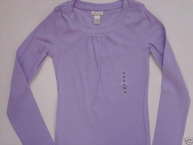 NUEVO CON ETIQUETAS Camisa Top 10 Limitada Manga Larga LS Púrpura Adornada Estrás Foto 1 de 1