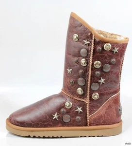AUSTRALIA LUXE 11 shearling STUDDED distressed sheepsking boots Angel new - Picture 1 of 4