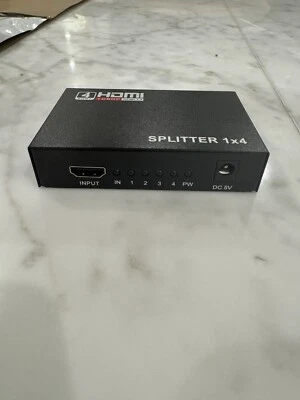 1 in 4 out 4 Port 1080p Full HD HDMI Splitter Hub Repeater Amplifier 3d USA - Image 1 of 3