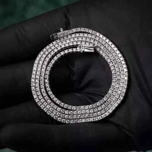 $19000 D VS1 Lab Grown 5.18Ct 14K White Gold Tennis Chain Necklace 16" - Picture 1 of 3