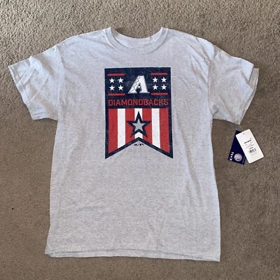 Camiseta nova com etiquetas Arizona Diamondbacks AZ bandeira americana majestosa cinza med banner estrela - Imagem 1 de 4