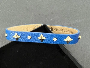 Nappa Leder Armband Saphir Blau  925 Silber vergoldet Zirkonia 19-21 cm - Bild 1 von 5