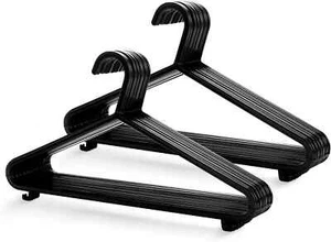Strong Heavy Duty Plastic Adult Coat Hangers Pack Of 49 Black Color For Cloths - Picture 1 of 3