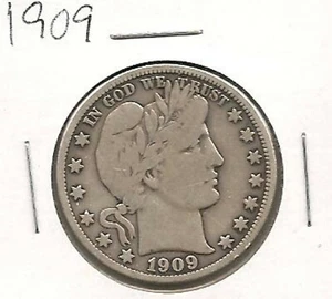 1909 Barber Half Dollar : Fine + - Picture 1 of 2
