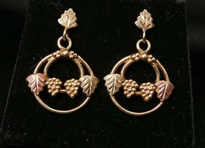 Hermoso Juego de Pendientes Hoja Otoño Oro Colinas Negro 10K. ¡Haz oferta! #114 - Imagen 1 de 5