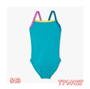 Speedo Girls One Piece Solid Propel Back One Piece Black Swimsuit Ceramic 16 - Picture 1 of 3