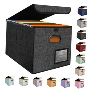 File Organizer Box with Lid, Collapsible File Folder Organizer 1 Pack Black - Picture 1 of 7