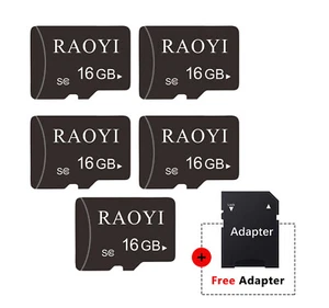 5PCS 16Go Carte Micro SD TF Micro SDHC Carte Mémoire Classe10 Un Adaptateur pour Appareil Photo - Photo 1 sur 4