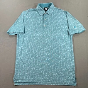 FootJoy Tossed Tulips Lisle Golf-Poloshirt mit Selbstkragen Herren Large blau geblümt - Bild 1 von 9