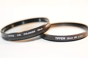 2 filters Tiffen 58mm Circular Polarizer & UV for Nikon Canon Sigma Sony lens - Picture 1 of 6