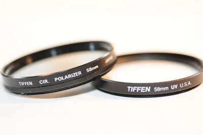 2 filters Tiffen 58mm Circular Polarizer & UV for Nikon Canon Sigma Sony lens - Image 1 of 4