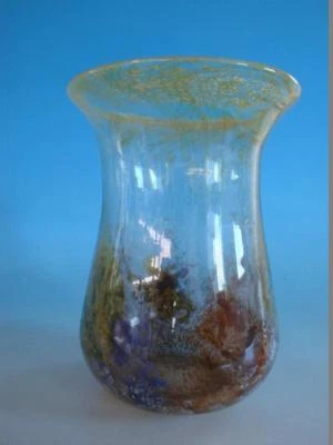 RSHK18-014: WMF Ikora Glas Vase selten gelb braun weiß 23 cm - Bild 1 von 4