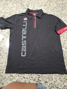 Castelli Mens Race Day Short Sleeve Polo Size LRG Black with Scorpion Shirt