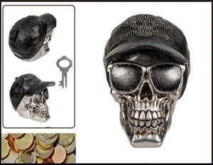 Totenkopf Basecap Spardose silber schwarz Design Hard Rock Skull Heavy Metall - Bild 1 von 6