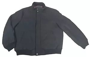London Fog Men Wool Blend Bomber Jacket Sz XXL Black Full Zip & Snaps 4 Pockets - Picture 1 of 13
