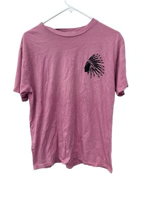 Camiseta Ring of Fire Para Hombre Cuello Redondo Cabeza de Jefe Nativo Americano Gráfica Rosa Talla M Foto 1 de 4
